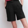 Chelsea Belted Linen Shorts Black Chelsea Belted Linen Shorts Black