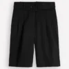Chelsea Belted Linen Shorts Black Chelsea Belted Linen Shorts Black
