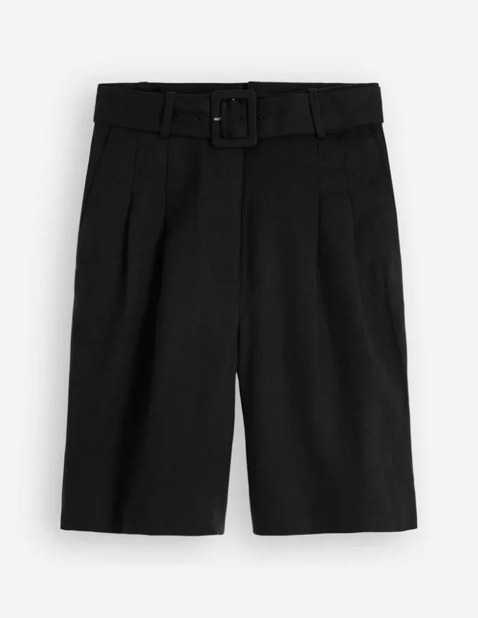 Chelsea Belted Linen Shorts Black Chelsea Belted Linen Shorts Black