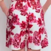 Chelsea Belted Tailored Shorts Sangria Sunset, Floral Print