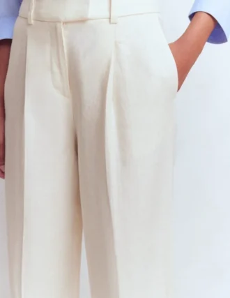 Chiswick Crop Linen Pants Ivory