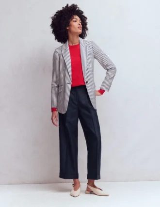 Chiswick Crop Linen Pants Navy