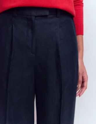 Chiswick Crop Linen Pants Navy