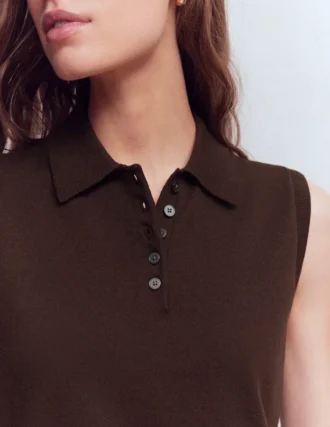 Chloe Henley Knitted Tank Bitter Chocolate