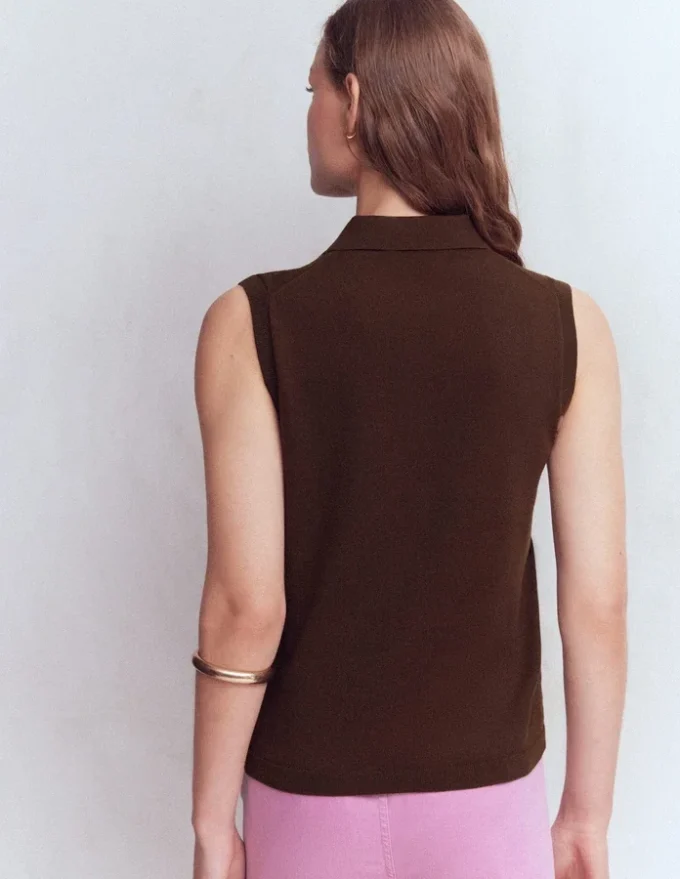 Chloe Henley Knitted Tank Bitter Chocolate