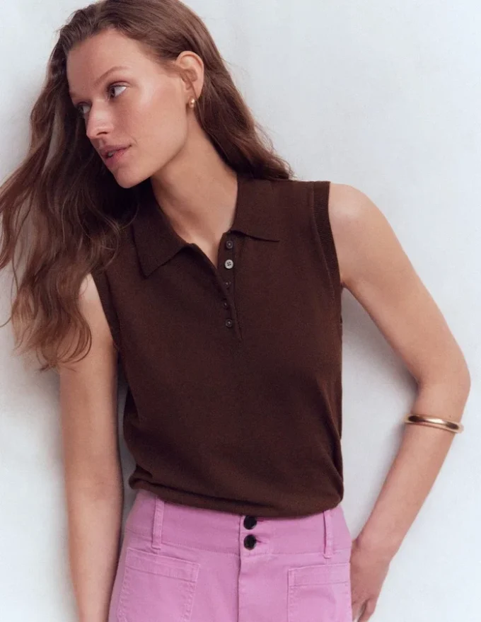 Chloe Henley Knitted Tank Bitter Chocolate