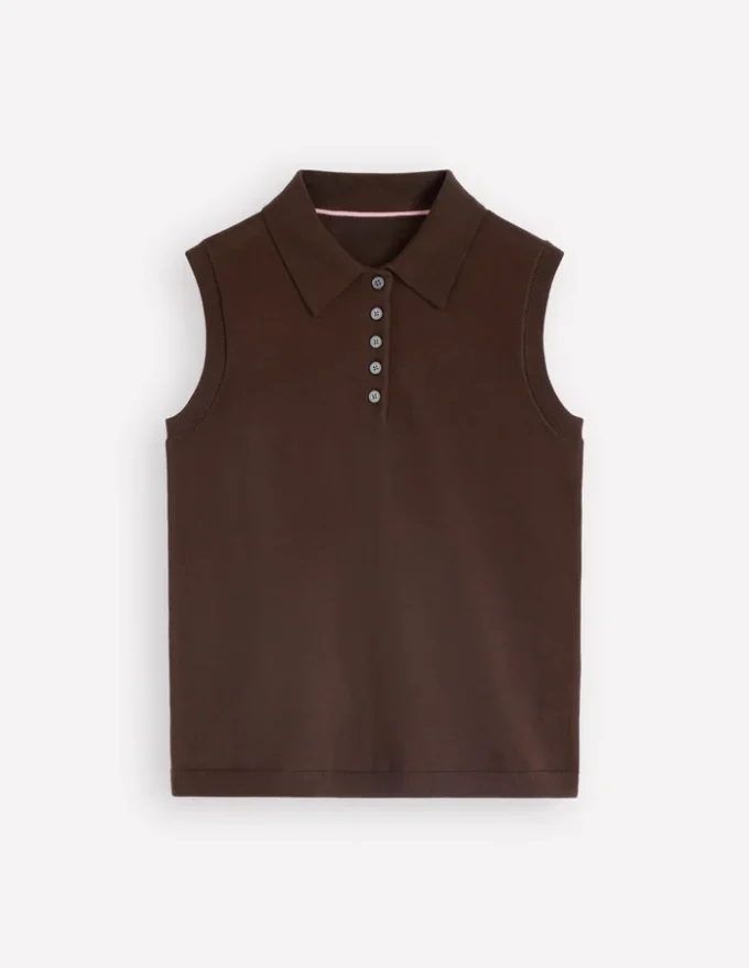 Chloe Henley Knitted Tank Bitter Chocolate