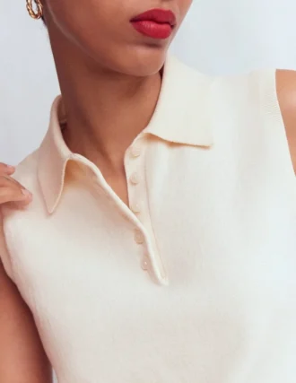 Chloe Henley Knitted Tank Warm Ivory