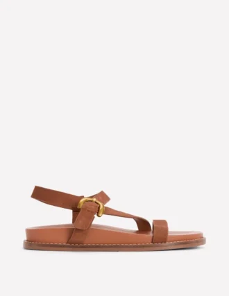Chunky Asymmetric Sandal Tan Suede