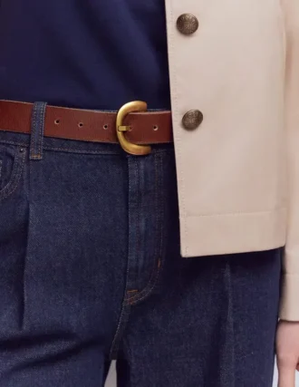 Chunky Buckle Belt Dark Tan