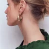 Chunky Curve Hoops Gold Colour Chunky Curve Hoops Gold Colour