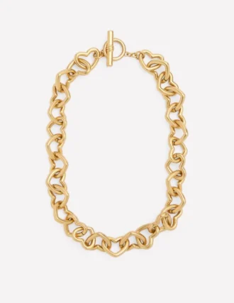 Chunky Heart Chain Necklace Gold Colour