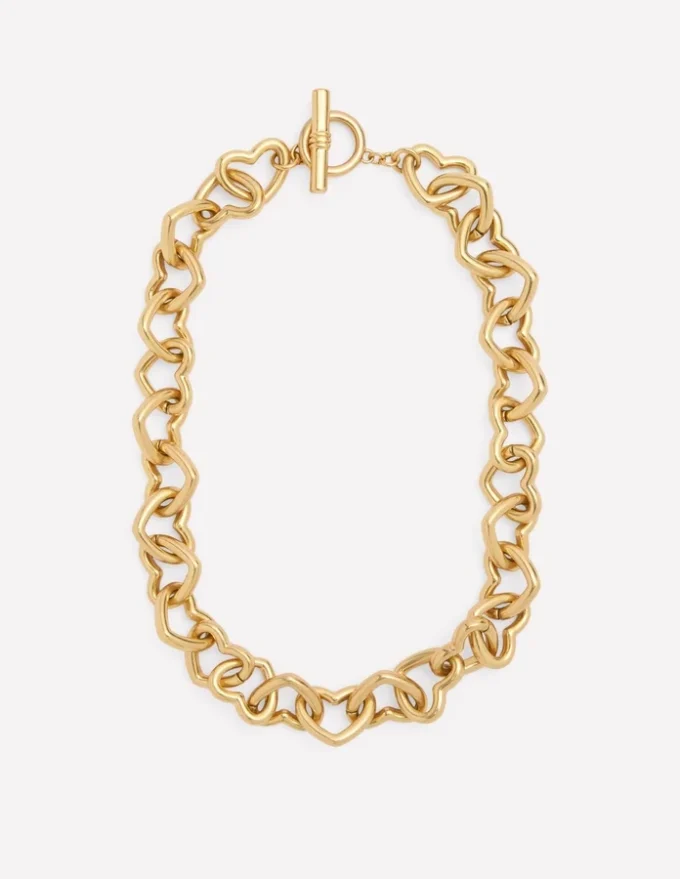 Chunky Heart Chain Necklace Gold Colour Chunky Heart Chain Necklace Gold Colour