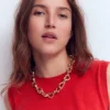 Chunky Heart Chain Necklace Gold Colour Chunky Heart Chain Necklace Gold Colour