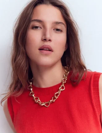 Chunky Heart Chain Necklace Gold Colour