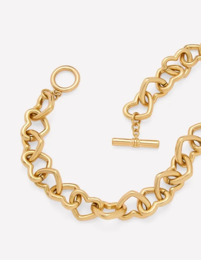 Chunky Heart Chain Necklace Gold Colour Chunky Heart Chain Necklace Gold Colour
