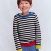 Chunky Sweater Navy Marl and Ecru Stripe