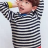 Chunky Sweater Navy Marl and Ecru Stripe