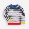 Chunky Sweater Navy Marl and Ecru Stripe
