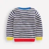 Chunky Sweater Navy Marl and Ecru Stripe