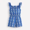 Ciara Pom Trim Jersey Romper Blue Floral Ciara Pom Trim Jersey Romper Blue Floral