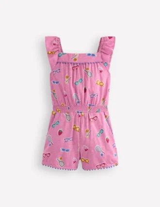 Ciara Pom Trim Jersey Romper Formica Pink Holiday