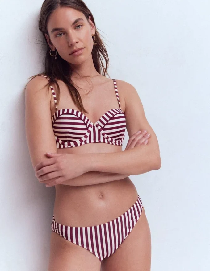Classic Bikini Bottoms Chocberry, Ivory Stripe Classic Bikini Bottoms Chocberry, Ivory Stripe