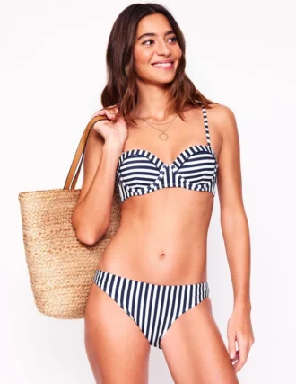 Classic Bikini Bottoms Fine Navy, Ivory Stripe