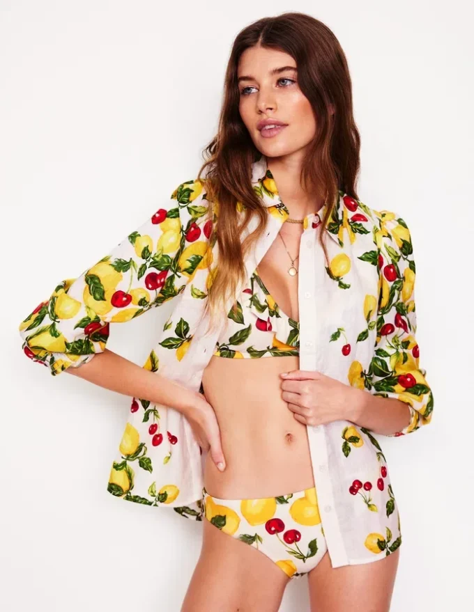 Classic Bikini Bottoms Ivory, Cherries and Lemons Classic Bikini Bottoms Ivory, Cherries and Lemons