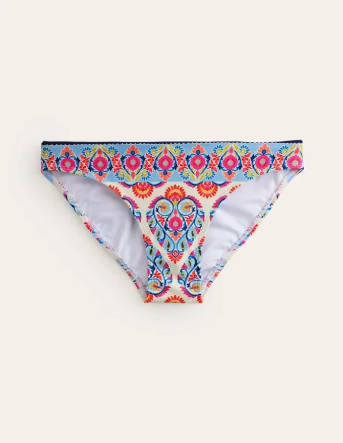 Classic Bikini Bottoms Ivory, Flora Stamp Classic Bikini Bottoms Ivory, Flora Stamp