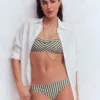 Classic Bikini Bottoms Olive, Ivory Stripe