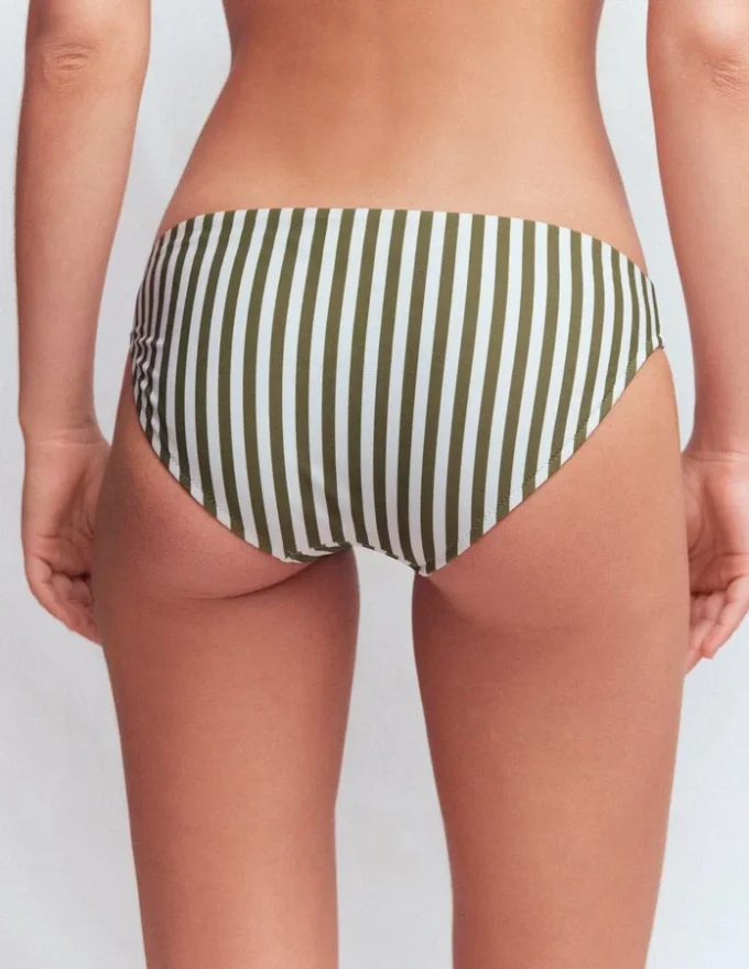 Classic Bikini Bottoms Olive, Ivory Stripe