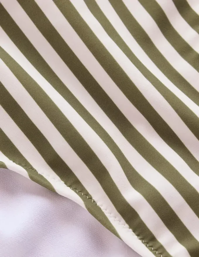 Classic Bikini Bottoms Olive, Ivory Stripe