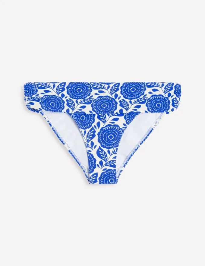 Classic Fold Bikini Bottoms Blue Dahlia Stamp