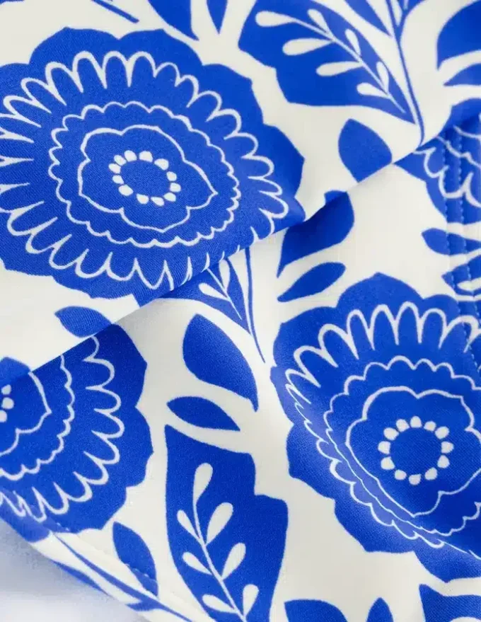 Classic Fold Bikini Bottoms Blue Dahlia Stamp
