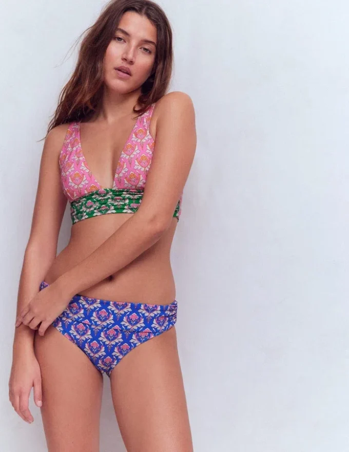 Classic Fold Bikini Bottoms Blue, Ornamental Stamp