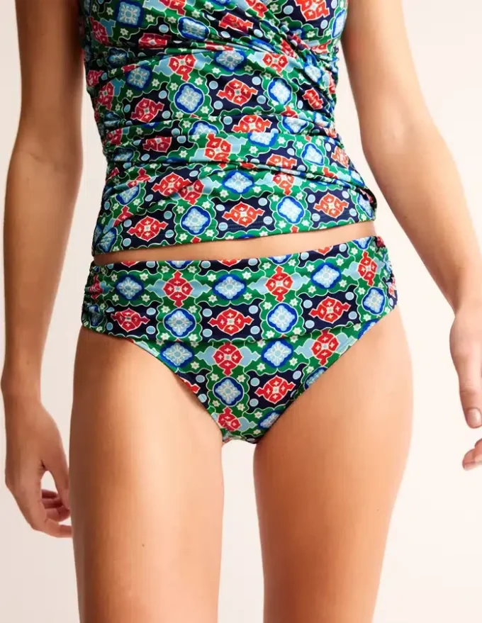 Classic Fold Bikini Bottoms Green Tambourine, Coastal Tile Classic Fold Bikini Bottoms Green Tambourine, Coastal Tile