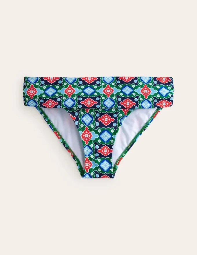 Classic Fold Bikini Bottoms Green Tambourine, Coastal Tile Classic Fold Bikini Bottoms Green Tambourine, Coastal Tile