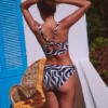 Classic Fold Bikini Bottoms Navy, Rhythmic Wave