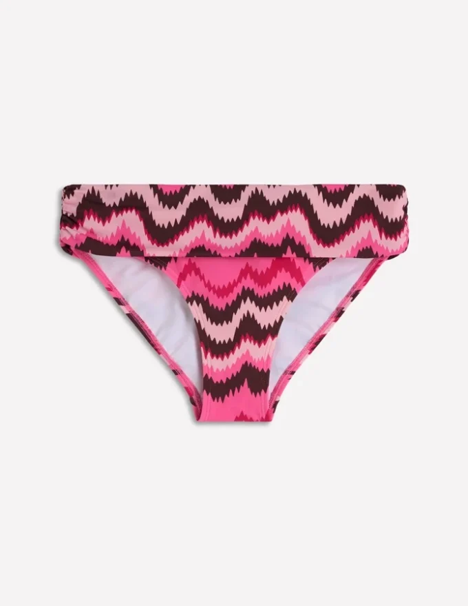 Classic Fold Bikini Bottoms Pink, Zig zag Wave