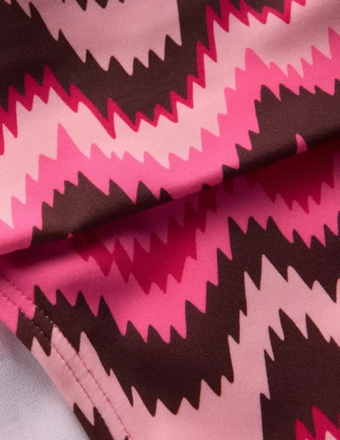 Classic Fold Bikini Bottoms Pink, Zig zag Wave