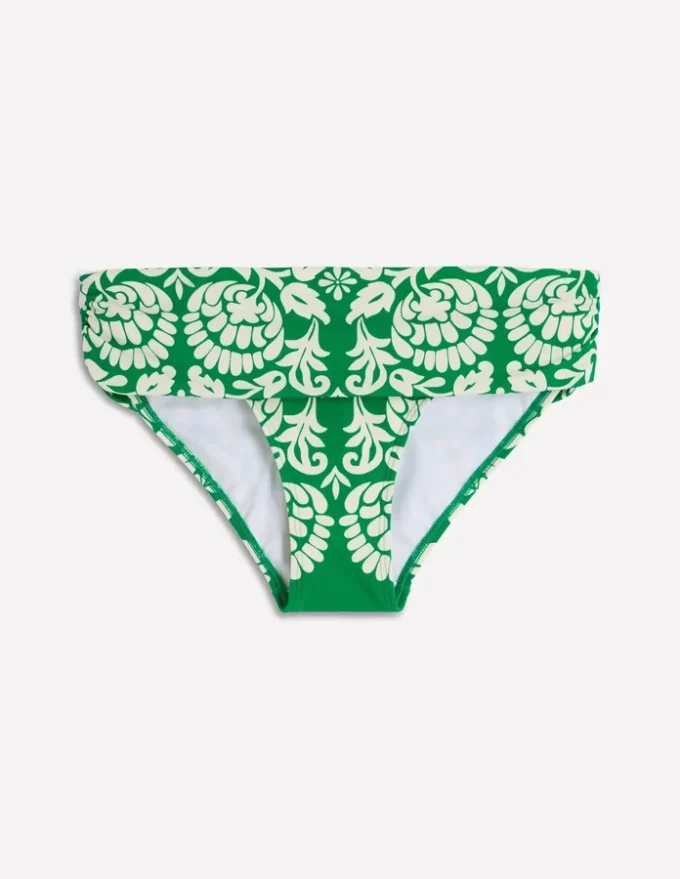 Classic Fold Bikini Bottoms Rich Emerald, Ornate Floret