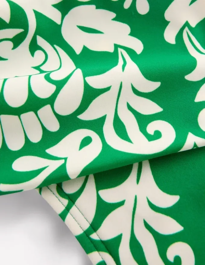 Classic Fold Bikini Bottoms Rich Emerald, Ornate Floret