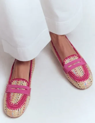 Classic Penny Loafers Multi Raffia