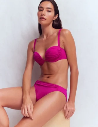 Classic Ruched Bikini Bottoms Bright Fuchsia