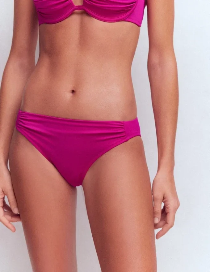 Classic Ruched Bikini Bottoms Bright Fuchsia