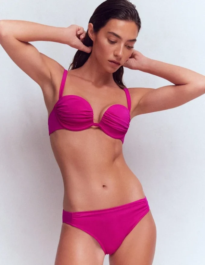 Classic Ruched Bikini Bottoms Bright Fuchsia