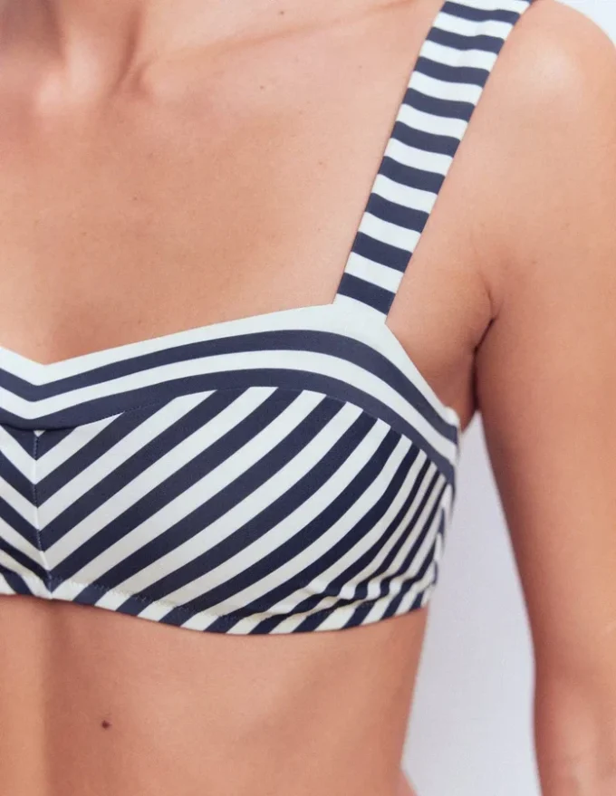 Clean Sweetheart Bikini Top Navy, Ivory Stripe