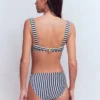 Clean Sweetheart Bikini Top Navy, Ivory Stripe