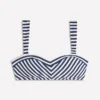 Clean Sweetheart Bikini Top Navy, Ivory Stripe